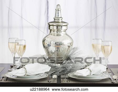 Christmas table setting View Large Photo Image Picture - Christmas table setting. Fotosearch