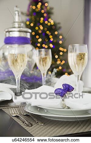Christmas table setting View Large Photo Image Picture - Christmas table setting. Fotosearch