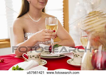 Stock Image - Christmas table setting. Fotosearch