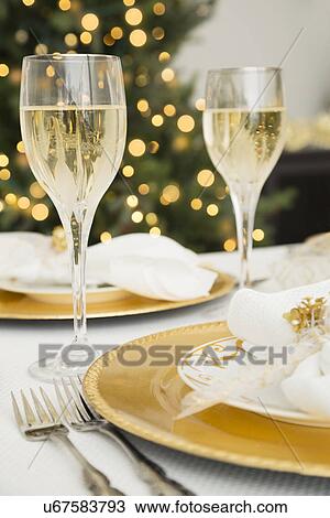 Stock Image - Christmas table setting. Fotosearch