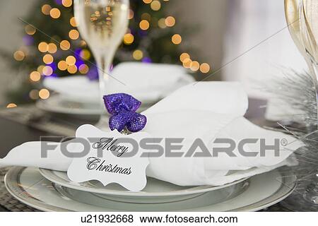 Stock Photo - Christmas table setting. Fotosearch