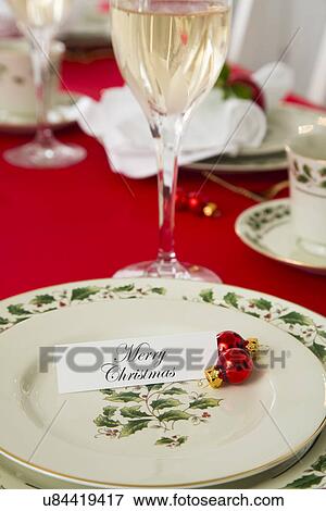 Stock Photo - Christmas table setting. Fotosearch