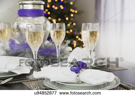 Stock Photo - Christmas table setting. Fotosearch