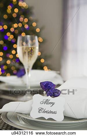 Stock Photograph - Christmas table setting. Fotosearch