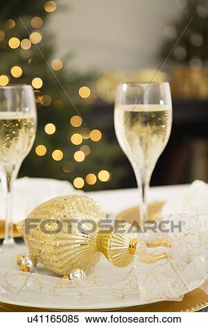 Stock Photography - Christmas table setting. Fotosearch