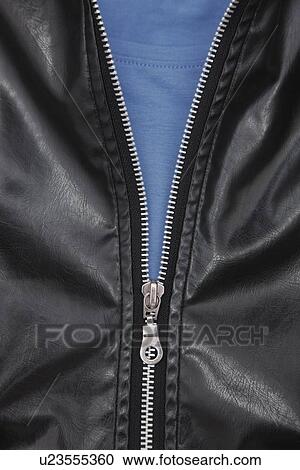 Close-up of leather's jacket zip View Large Photo Image Stock Image - Close-up of leather's jacket zip. Fotosearch