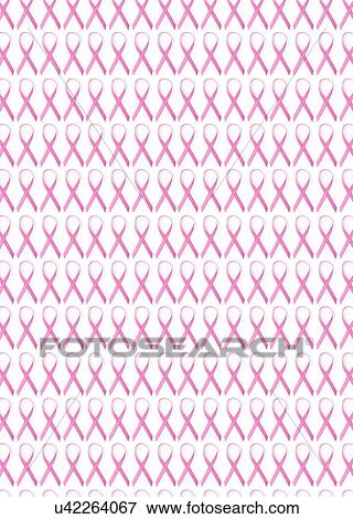 Stock Photo - Close up of pink ribbons in rows on white background. Fotosearch