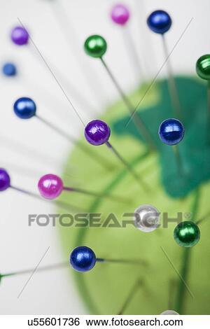 Close-up of pins in pin cushion View Large Photo Image Stock Photograph - Close-up of pins in pin cushion. Fotosearch