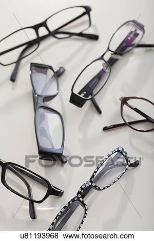 Stock Photo - Close up of reading glasses, studio shot. Fotosearch