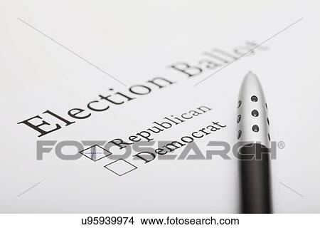 Close-up of voting ballot and pen View Large Photo Image Picture - Close-up of voting ballot and pen. Fotosearch