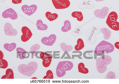 Stock Photo - Colorful paper hearts. Fotosearch