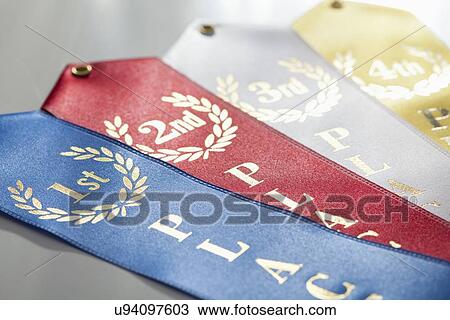 Stock Image - Colorful winning ribbons. Fotosearch