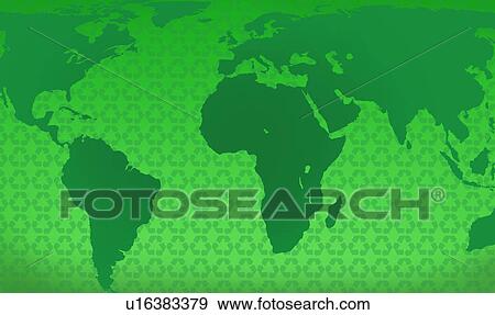 Stock Photo - Digital image of planet Earth and recycling symbols. Fotosearch
