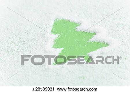 Stock Image - Drawing depicting Christmas tree on snow. Fotosearch
