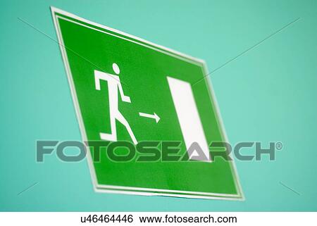 Emergency Exit Sign View Large Photo Image Stock Photograph - Emergency Exit Sign. Fotosearch