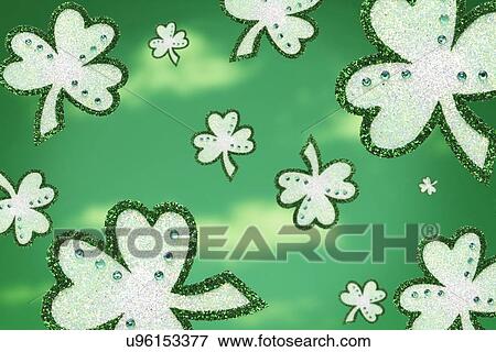 Green background with shamrocks View Large Photo Image Stock Photo - Green background with shamrocks. Fotosearch