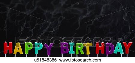 Stock Photograph - Happy Birthday' candles, close-up. Fotosearch