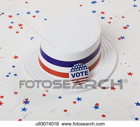 Stock Photo - Hat and vote button . Fotosearch