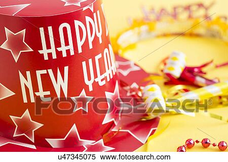 Stock Photography - Hat with New Year greetings. Fotosearch