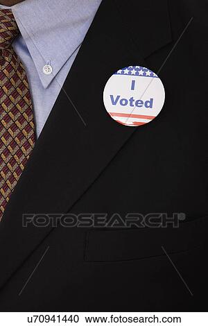 "I voted" badge on man's suit View Large Photo Image Stock Image - "I voted" badge on man's suit. Fotosearch