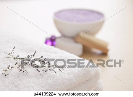 Lavender bath salt in spa, Studio shot View Large Photo Image Picture - Lavender bath salt in spa, Studio shot. Fotosearch