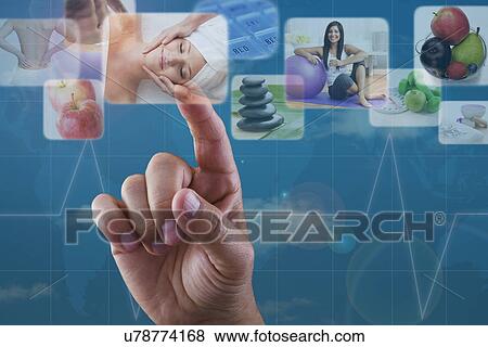 Man's hand using highest touch screen View Large Photo Image Stock Photo - Man's hand using highest touch screen. Fotosearch