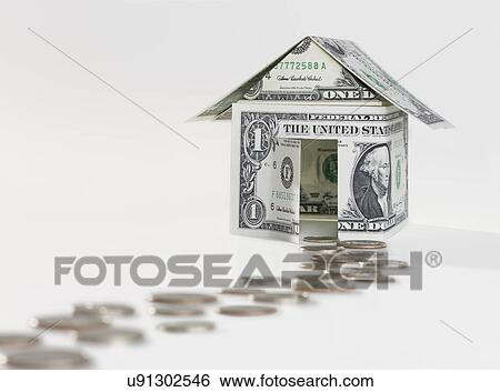 Stock Photograph - Money path leading to banknote house. Fotosearch
