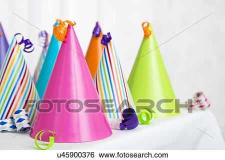 Party hats, close-up View Large Photo Image Stock Photograph - Party hats, close-up. Fotosearch