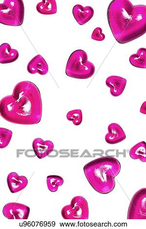 Pink hearts on white background View Large Photo Image Stock Photo - Pink hearts on white background. Fotosearch