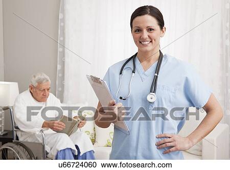 Portrait of nurse and senior patient View Large Photo Image Stock Image - Portrait of nurse and senior patient. Fotosearch