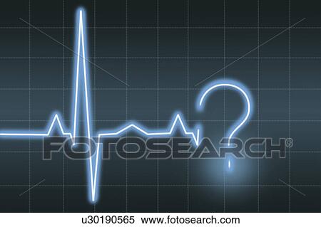 Stock Photography - Pulce trace with question mark. Fotosearch