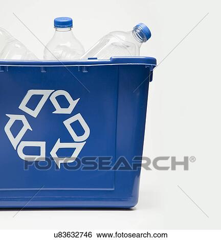 Stock Photograph - Recycling bin with plastic bottles, studio shot. Fotosearch