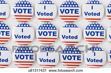 Stock Image - Rows of American vote buttons. Fotosearch