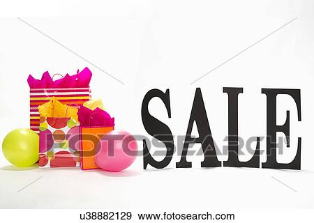 Sale sign with balloons and presents View Large Photo Image Stock Photo - Sale sign with balloons and presents. Fotosearch