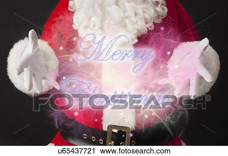 Santa claus with hologram View Large Photo Image Stock Image - Santa claus with hologram. Fotosearch