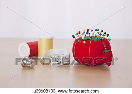 Stock Image - Scissors and sewing items. Fotosearch