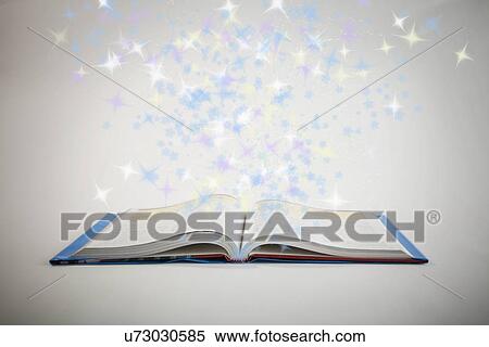 Shiny stars flying over open book View Large Photo Image Stock Photography - Shiny stars flying over open book. Fotosearch