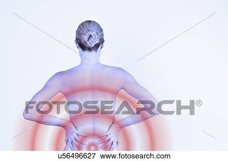 South Africa, Cape Town, Rear view of shirtless young woman suffering from backache View Large Photo Image Stock Photo - South Africa, Cape Town, Rear view of shirtless young woman suffering from backache. Fotosearch