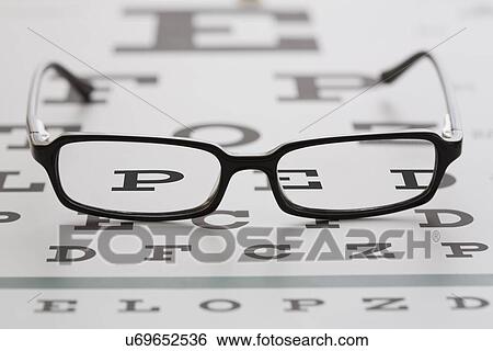 Spectacles lying on eye chart View Large Photo Image Stock Photograph - Spectacles lying on eye chart. Fotosearch