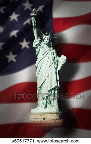 Statue of liberty against American flag View Large Photo Image Stock Image - Statue of liberty against American flag. Fotosearch