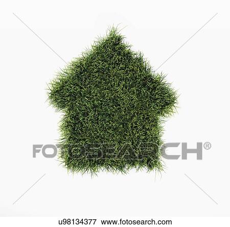 Studio shot of grass in shape of house View Large Photo Image Stock Photo - Studio shot of grass in shape of house. Fotosearch