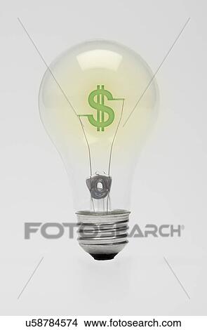 Studio shot of light bulb with dollar sign inside View Large Photo Image Picture - Studio shot of light bulb with dollar sign inside. Fotosearch