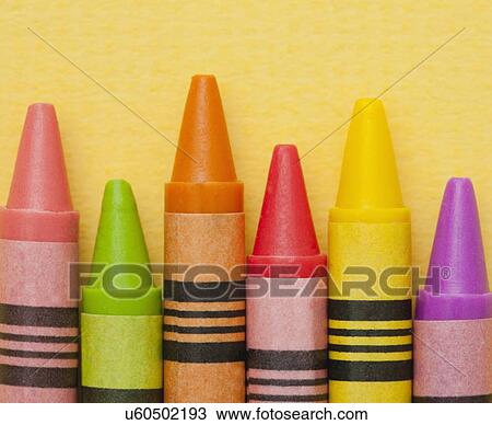 Stock Image - Studio shot of multicolored crayons. Fotosearch