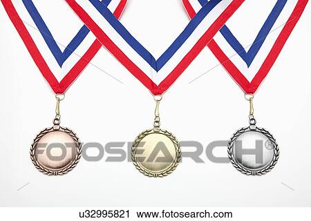 Studio shot of three medals View Large Photo Image Stock Image - Studio shot of three medals. Fotosearch
