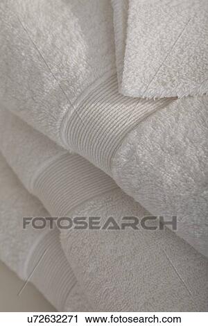 Stock Image - Studio shot of white towels. Fotosearch