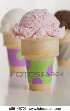 Three flavored ice creams View Large Photo Image Stock Photograph - Three flavored ice creams. Fotosearch