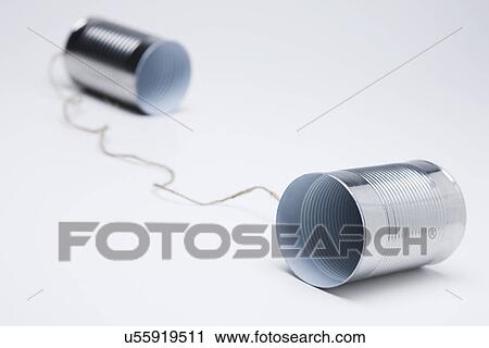 Tin can phone on white background View Large Photo Image Stock Image - Tin can phone on white background. Fotosearch