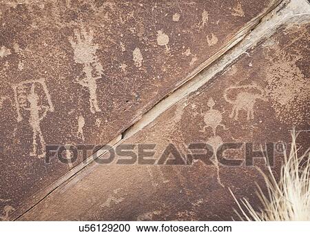 Stock Image - USA, Arizona, Petrified Forest National Park, Close-up of rock art. Fotosearch