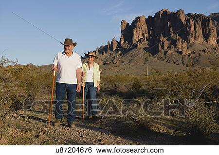 USA, Arizona, Senior couple in mountains View Large Photo Image Stock Photograph - USA, Arizona, Senior couple in mountains. Fotosearch
