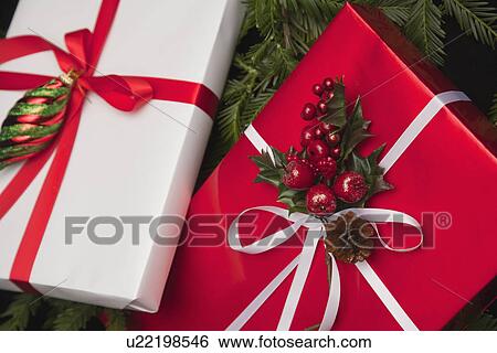 Stock Photograph - USA California, Fairfax, christmas gifts. Fotosearch